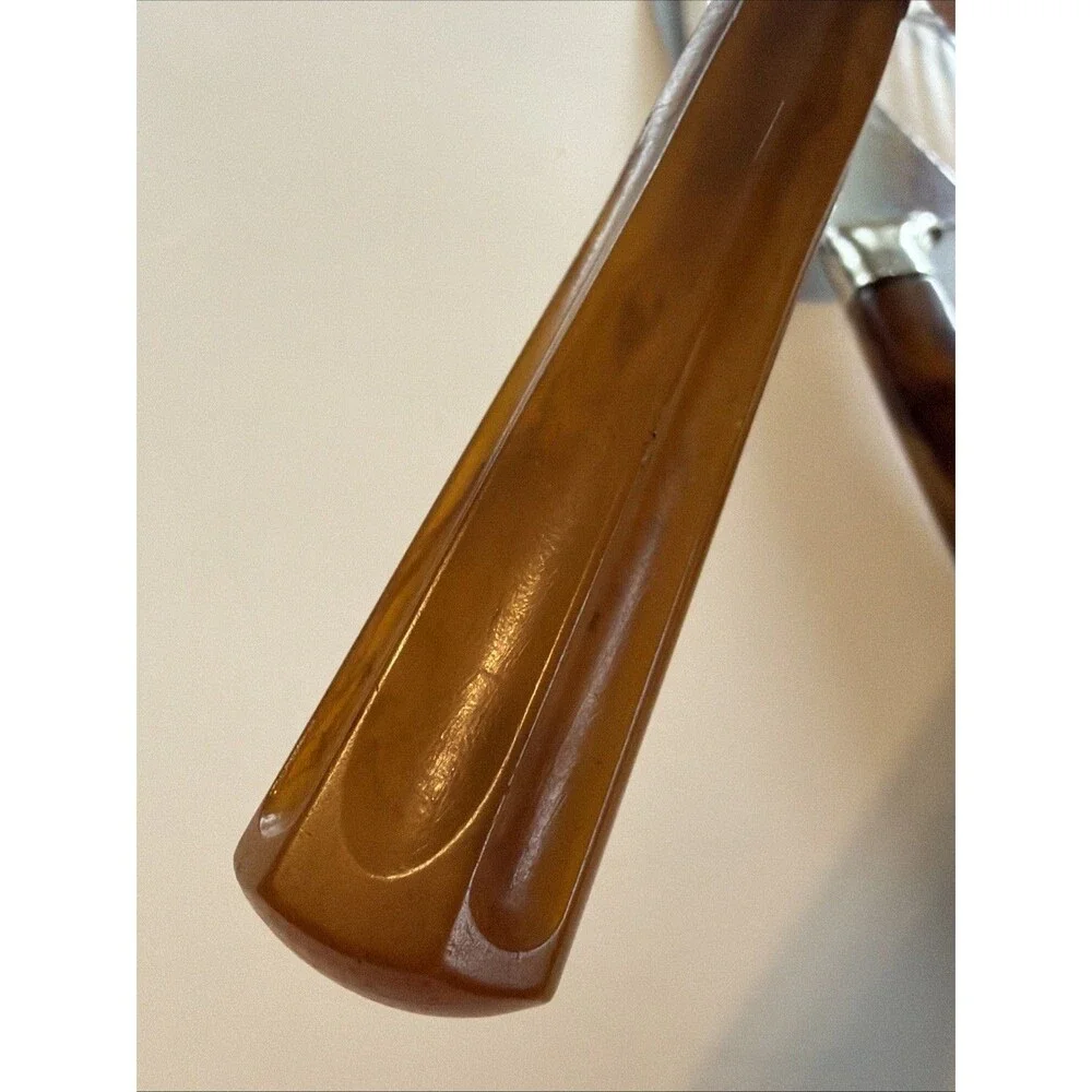 Vintage Caramel Bakelite Utensils Pie Server Ice Cream Scoop and Fork Marbling